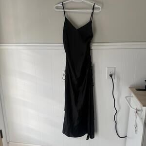 Victoria Secret Satin Slip Maxi Dress Long Corset Side Lace Up VTG Small